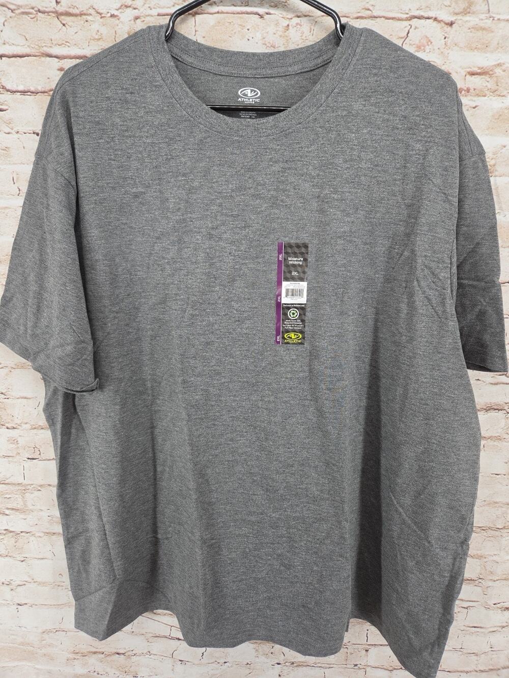 Athletic Works Unisex Mens Tee Size 2XL Moisture Wicking Gray Short Sleeve